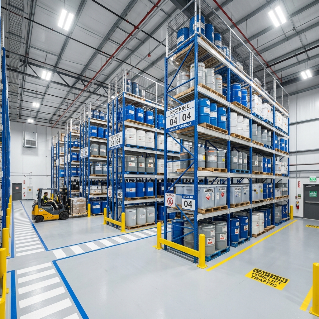 Interior view of a licensed chemical warehousing depot operated by Runga Trans.